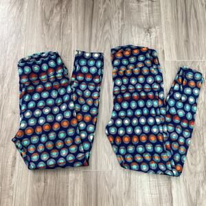LuLaRoe Women Multicolor & Geometric Leggings Tall & Curvy Set Of 2